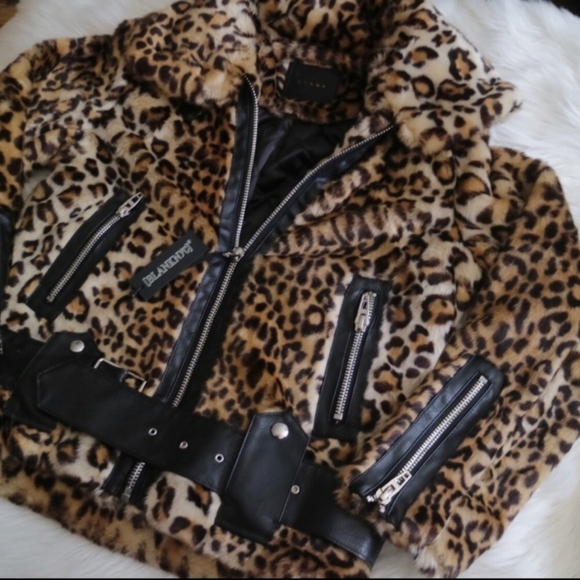blank NYC note to self faux-fur leopard print moto jacket ✨️NEW - Picture 7 of 12